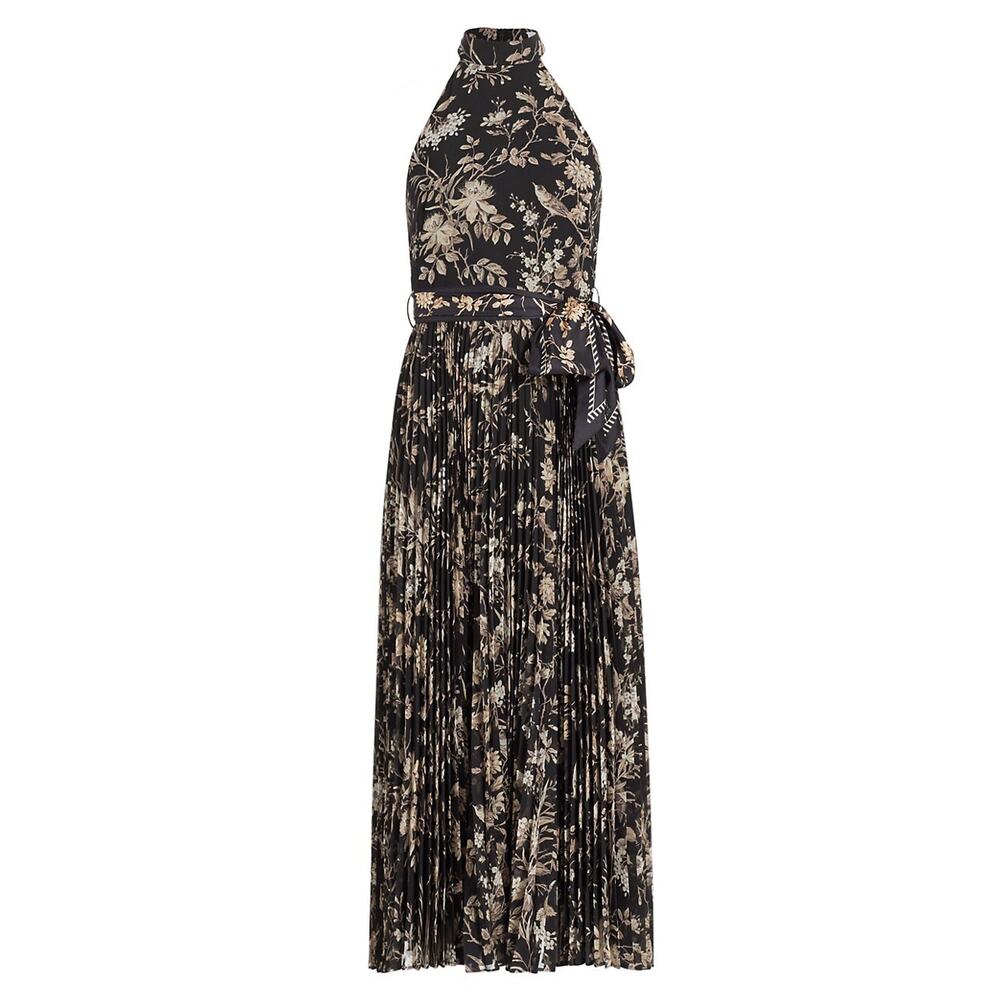 ZIMMERMAN Black and Beige Floral Halter Maxi Dress (PETITE) - Picture 2 of 12